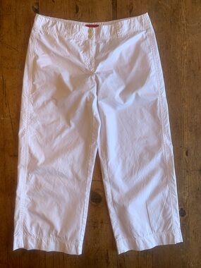 Isda & Co Cropped Wide Leg White Cotton Beachcomber Pants